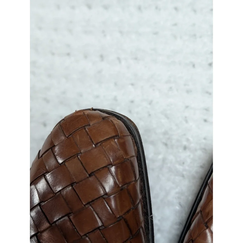 Paul Fredrick Brown Woven Italian Leather Oxford Dress Shoes Made Italy‎  8.5